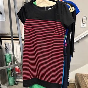 Laundry By Shelli Segal Black and Red Striped Mini Dress